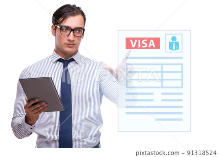 Visa application concept with businessman 91318524