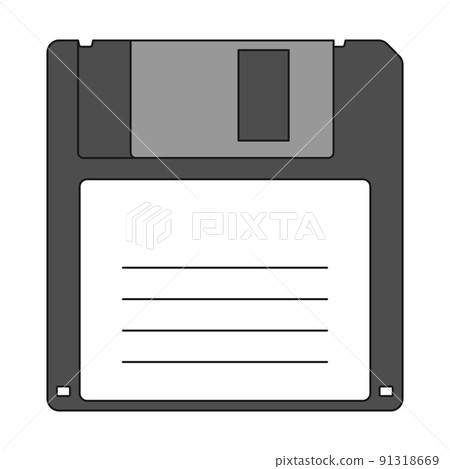 A floppy disk. A vintage device for storing information. Old computer equipment. The symbol of the 90s. Color vector icon isolated on a white background. A floppy disk. A vintage device for storing information. Old computer equipment. The symbol of the 90s. Color vector icon isolated on a white background. 91318669