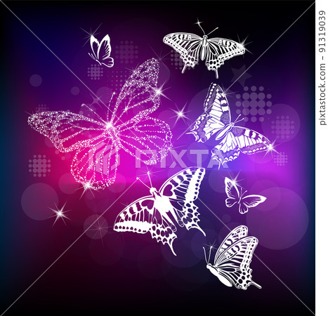 Snow butterfly. Magic sparkling butterfly. Vector illustration Snow butterfly. Magic sparkling butterfly. Vector illustration 91319039