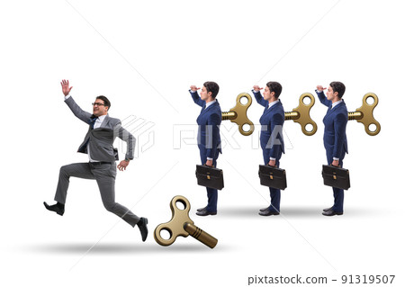 Concept of businessman escaping from office routine 91319507
