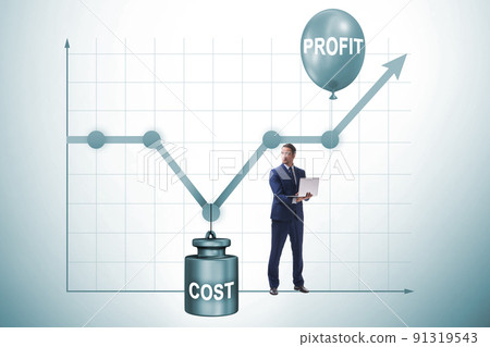 Chart with profit and cost and businessman Chart with profit and cost and businessman 91319543