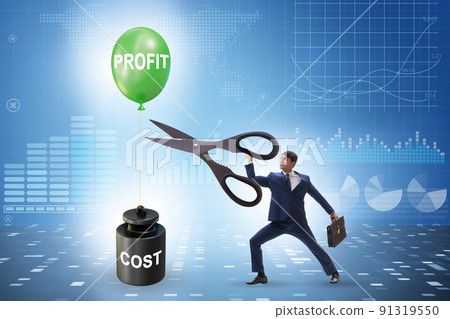 Concept of profit and cost with businessman Concept of profit and cost with businessman 91319550