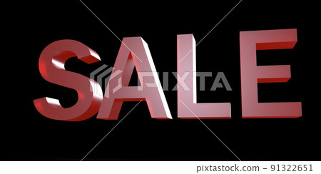 3d render volumetric red inscription sale on a black background.  91322651