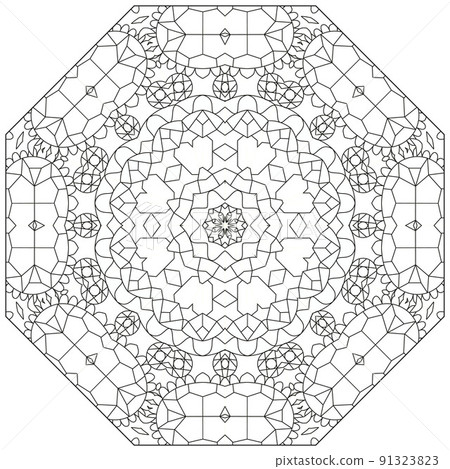 Hand drawn zentangle circular ornament for coloring page. Hand drawn zentangle circular ornament for coloring page. 91323823