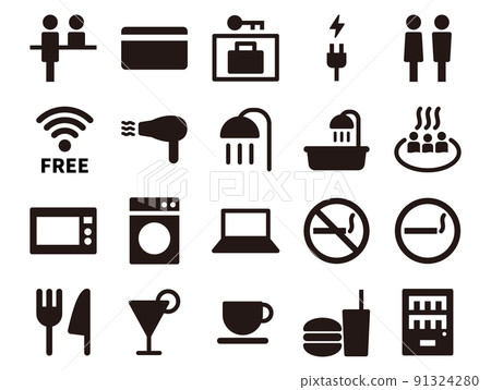 Accommodation icon set_monochrome 91324280