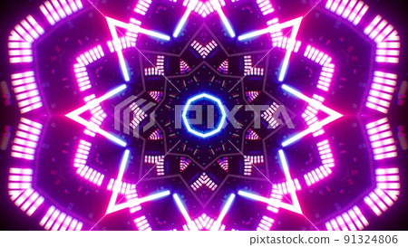 Colorful Beam and Purple Flower Shape Light Background Colorful Beam and Purple Flower Shape Light Background 91324806