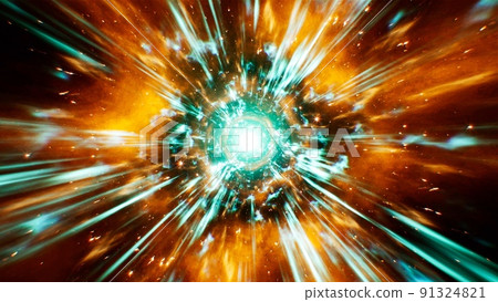 Cyan Light Streak Fire Explosion 91324821