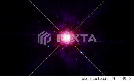 Pink Star Light with Nebula Energy in the Dark Space 91324900