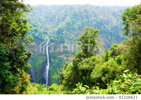 streaming line waterfall from high mountain in Laos streaming line waterfall from high mountain in Laos 91326621