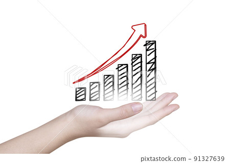 Close up of businessman holding a graph of economic growth 91327639