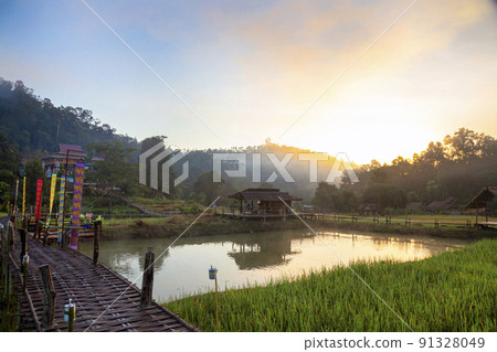 Beautiful morning light, Boon Kho Ku So Bridge is located in Pam Bok Village. Beautiful morning light, Boon Kho Ku So Bridge is located in Pam Bok Village. 91328049