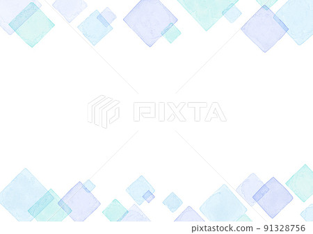 Watercolor diamond pattern 10 blue Ver of upper and lower frames with copy space Watercolor diamond pattern 10 blue Ver of upper and lower frames with copy space 91328756