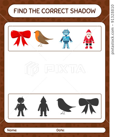 Find the correct shadows game with christmas icon. worksheet for preschool kids, kids activity sheet Find the correct shadows game with christmas icon. worksheet for preschool kids, kids activity sheet 91328810