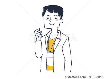 A doctor in a white coat who makes fists and encourages medical workers with various facial expressions A doctor in a white coat who makes fists and encourages medical workers with various facial expressions 91328858