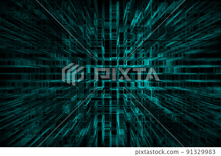 空間意象、科技感、意象延伸、透視抽象電路背景 91329983