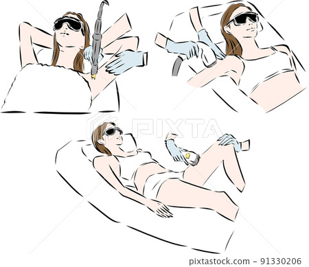 Hair Removal Salon Women undergoing hair removal treatment Hair Removal Salon Women undergoing hair removal treatment 91330206