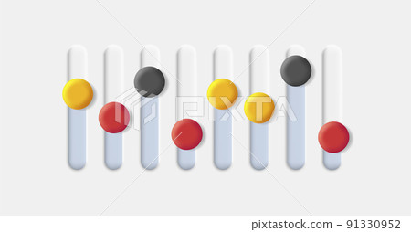 web illustration of sound equalizer, white bars with colored switch web illustration of sound equalizer, white bars with colored switch 91330952
