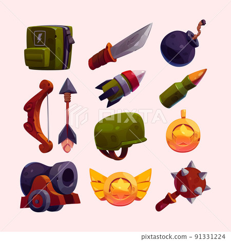 Military game icons cartoon vector, war collection Military game icons cartoon vector, war collection 91331224