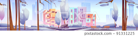 Winter city district, outdoor cityscape territory Winter city district, outdoor cityscape territory 91331225