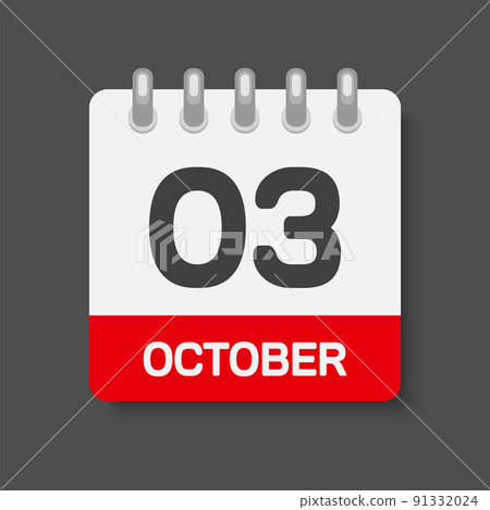 Icon page calendar day 3 October, template date Icon page calendar day 3 October, template date 91332024