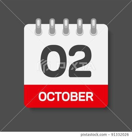 Icon page calendar day 2 October, template date 91332026
