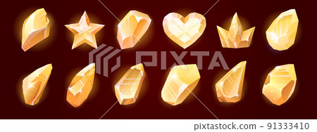 Gold magic crystals, glass or gem stones, heart 91333410