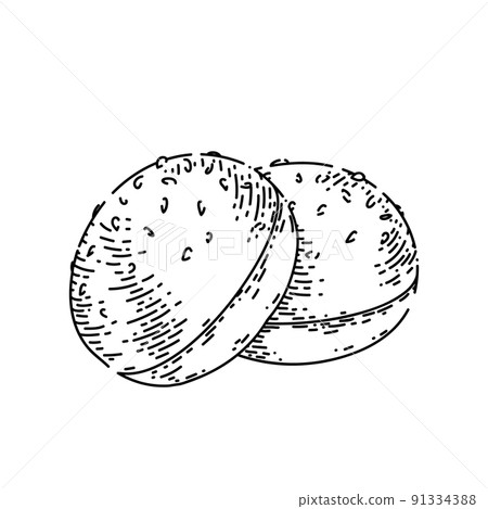 bun bread sketch hand drawn vector 91334388