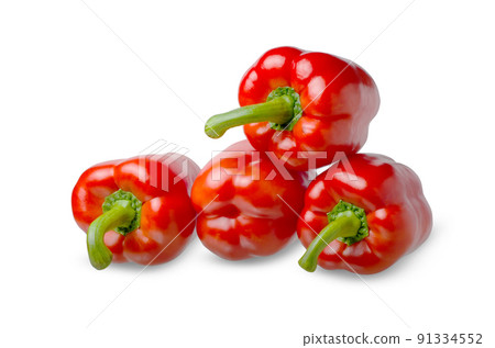 Paprika. Red bell pepper. Isolated on a white background. Paprika. Red bell pepper. Isolated on a white background. 91334552