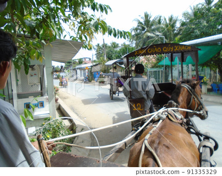 越南城市，景觀，馬車 91335329