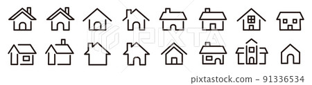 House line drawing icon set Real estate house home flat line icon 91336534