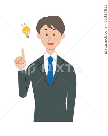 A businessman who raises his index finger and inspires 2 A businessman who raises his index finger and inspires 2 91337615