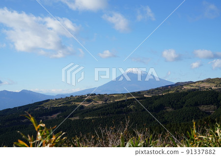 Clear winter, scenery of Jukkokutoge, Mt. Fuji, foot of Mt. Fuji 91337882