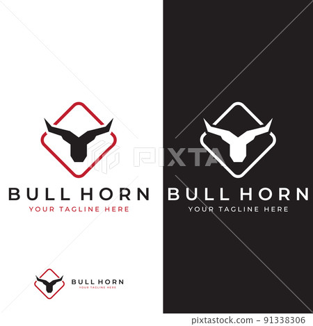Bull's head horn logo. Using a vector illustration template design concept. 91338306