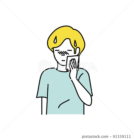 一個出汗的人的插圖 一個出汗的人的插圖 91339111