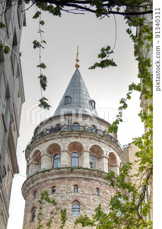 Galata Tower from ancient  times in Istanbul 91340311