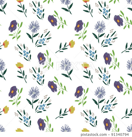 Seamless pattern with wildflowers on watercolor paper background. Seamless pattern with wildflowers on watercolor paper background. 91340794