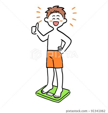 A man riding a scale and doing a goo sign A man riding a scale and doing a goo sign 91341062