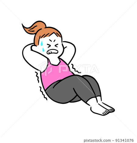 A woman with abdominal exercise 91341076
