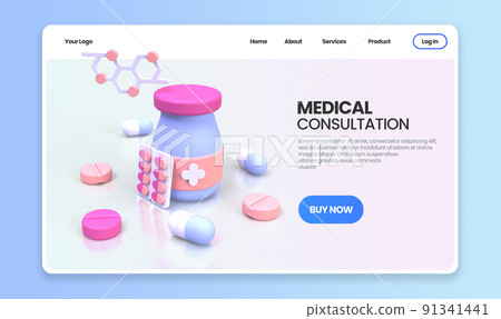 Medicine and drug for drugstore category concept illustration Landing page template for background 91341441