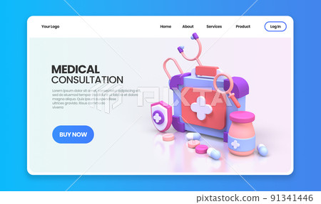 first aid kit concept illustration Landing page template for background first aid kit concept illustration Landing page template for background 91341446