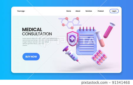 Medical check up concept illustration Landing page template for background Medical check up concept illustration Landing page template for background 91341468