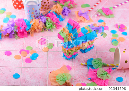 Traditional Mexican pinata in shape of donkey Traditional Mexican pinata in shape of donkey 91341598