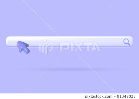 Search bar 3d. Realistic blank browsing line with arrow for modern interface. Vector render design element. 91342025