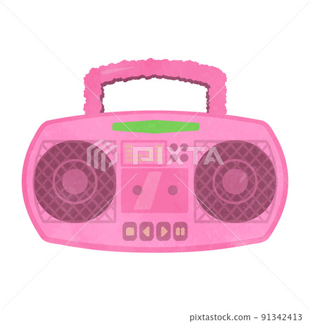 一個可愛的收音機盒式播放器的插圖 一個可愛的收音機盒式播放器的插圖 91342413