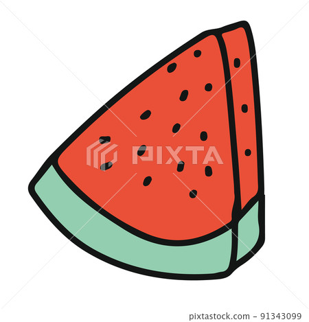 Cut watermelon illustration icon 91343099
