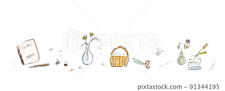 Hand-painted watercolor style, simple and natural line of illustration material of daily life miscellaneous goods Hand-painted watercolor style, simple and natural line of illustration material of daily life miscellaneous goods 91344195