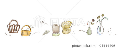 Hand-painted watercolor style, simple and natural line of illustration material of daily life miscellaneous goods Hand-painted watercolor style, simple and natural line of illustration material of daily life miscellaneous goods 91344196