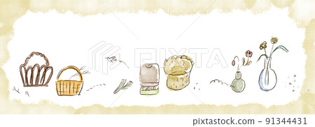 Hand-painted watercolor style, simple and natural frame of illustration material of life miscellaneous goods Hand-painted watercolor style, simple and natural frame of illustration material of life miscellaneous goods 91344431