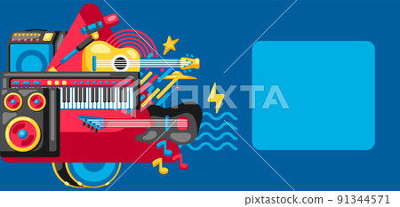 Background with musical instruments. Music party illustration. Background with musical instruments. Music party illustration. 91344571