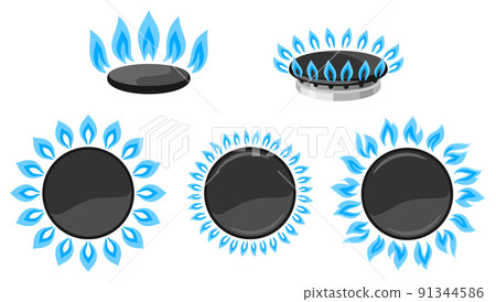 Set of natural gas stove burners. Industrial and business image. Set of natural gas stove burners. Industrial and business image. 91344586